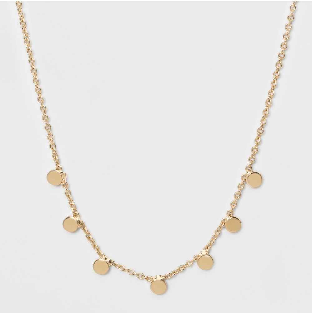 New!Golden-tone Disc Charm Necklace Women Jewelry Chic Cottage Core Minimalist
